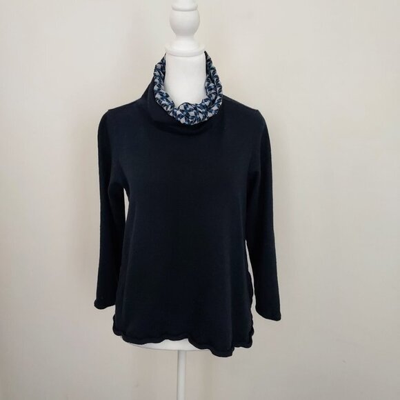 WHYCI Milano Lana Wool Blend Cowl Neck Navy Blue Pullover Sweater Size 12 - Picture 1 of 10